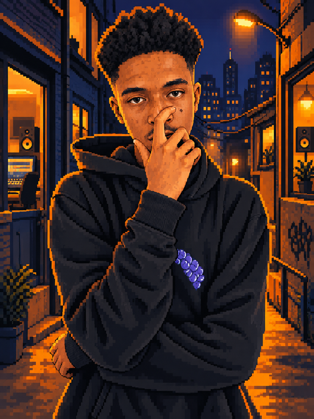 Cenário conceitual de criação visual em pixel art